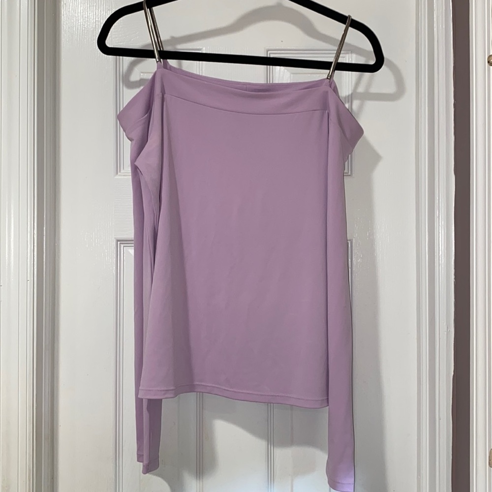 INC Purple Long Sleeve Off the Shoulder Top - LARGE - NWT